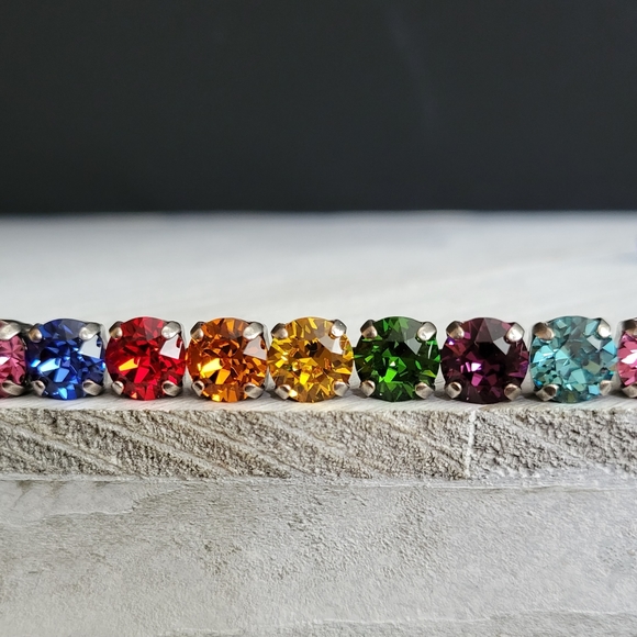 Austrian Crystal Tennis Bracelet in Antique Silver - Picture 8 of 10